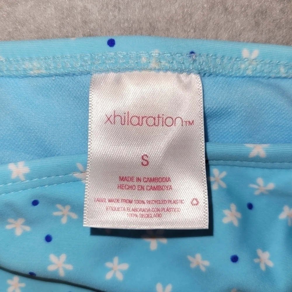 Xhilaration Juniors Cheeky String Bikini Bottom Floral Print Blue SIZE S (0-2)